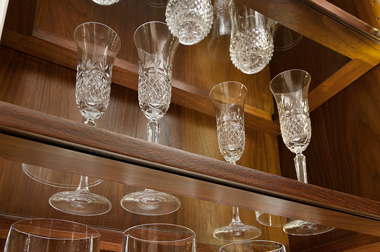 Wood Shelves with Glass Inserts